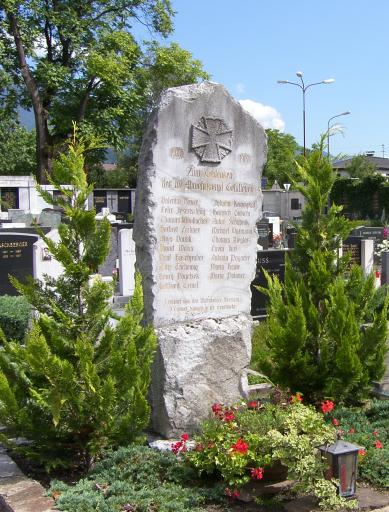 Gedenkstein der Abwehrkämpfer im Stadtfriedhof in Wolfsberg. Errichtet 1923