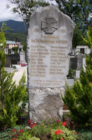 Gedenkstein der Abwehrkämpfer im Stadtfriedhof in Wolfsberg. Errichtet 1923